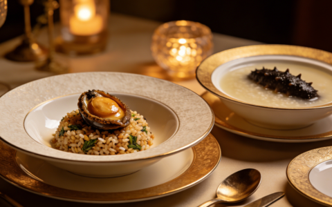 高端宴席菜式：脆野米、米汤搭配鲍鱼/海参，打造视觉与味觉双重升级菜品