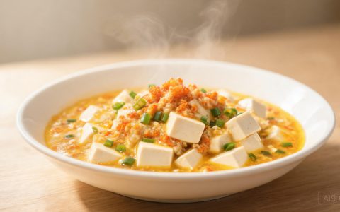 蟹黄豆腐鲜香家常！嫩豆腐不碎的关键1步