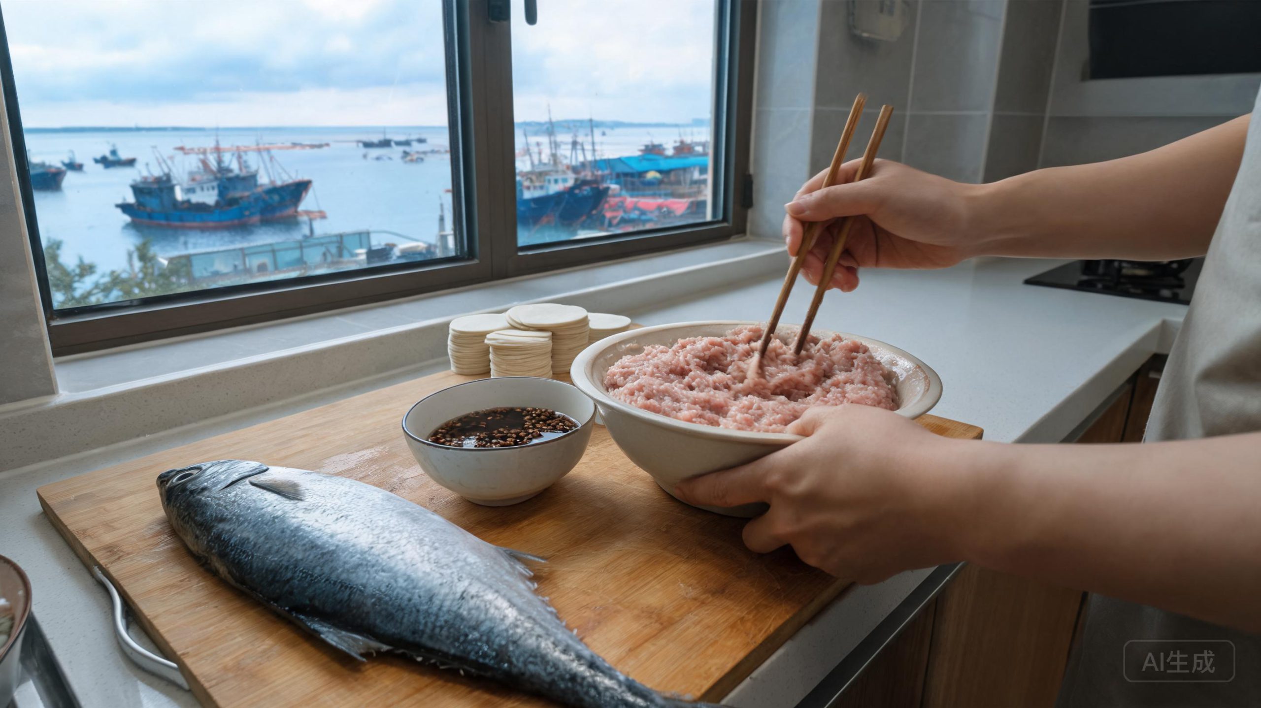 开海鲅鱼正肥,2斤鱼包一桌饺子!