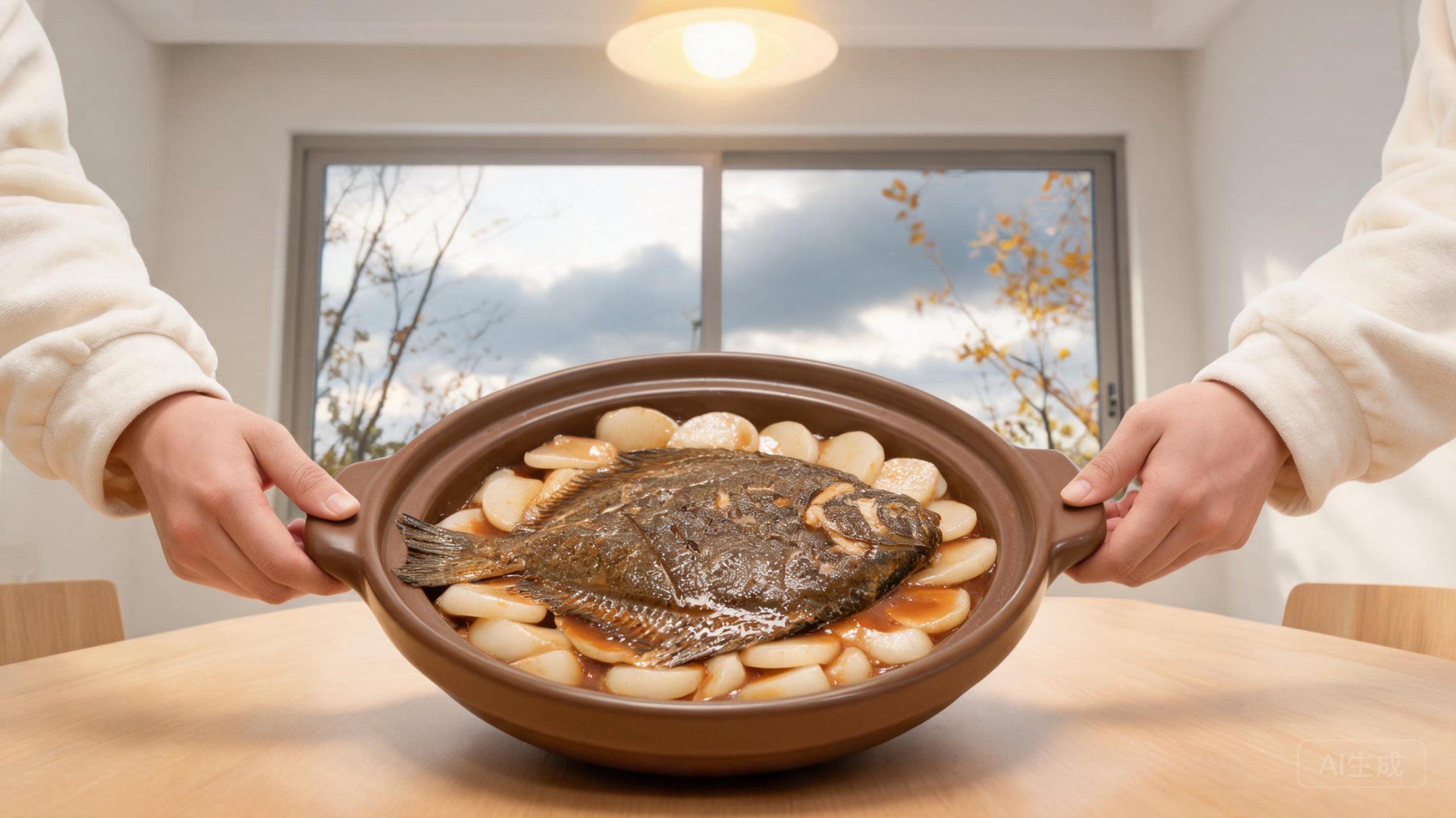 多宝鱼烧年糕！1锅出鲜，鱼肉嫩年糕糯，潮汕味
