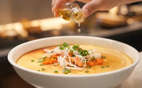 蟹肉蒸蛋：滑嫩全靠水温和火